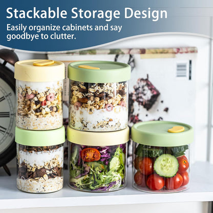 22oz 16 oz (4PCS) Overnight Oats Containers with Lids, & Glass Jars with Airtight Lids, Wide Mouth Overnight Oats Jar