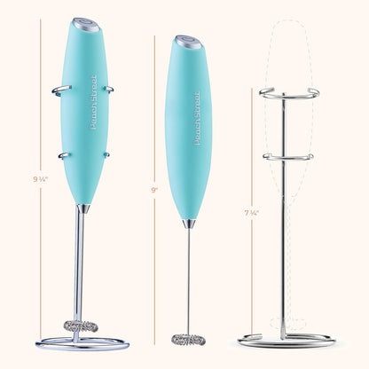 Powerful Handheld Milk Frother, Mini Battery Operated Milk Foamer with Frother Stand for Coffee, Lattes, Cappuccino,
