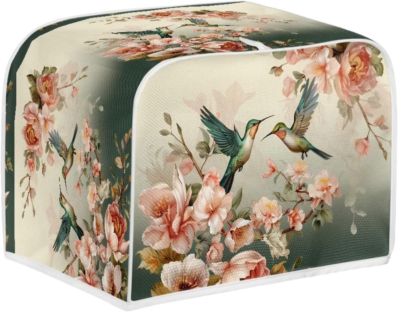 Hummingbird Floral Print 2 Slice Toaster Cover, Dust Protection Kitchen Appliance Cover with Handle, Washable