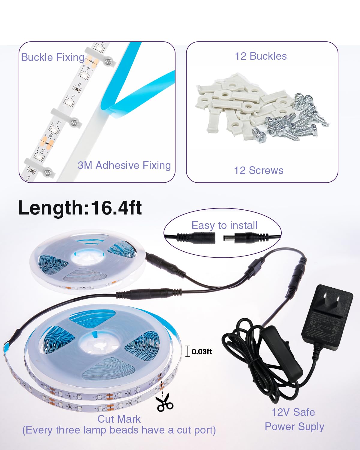 Onforu 32.8ft LED Black Light Strip Kit, 600 Units Lamp Beads, 12V Flexible Blacklight Fixtures, 10m Ribbon, Non-Waterproof for Glow Party, Indoor Birthday, Body Paint,Halloween