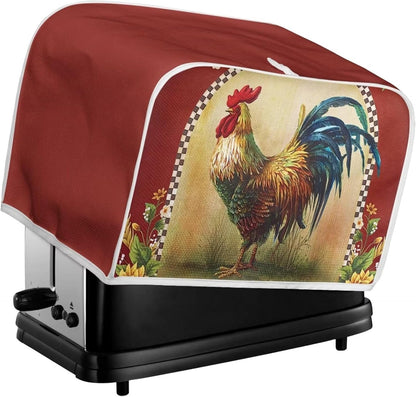 Sunflower Rooster Toaster Cover, 2 Slice, Dust-proof Kitchen Small Appliance Cover, Home Decoration