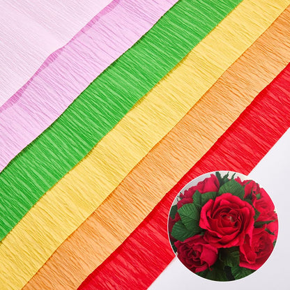 CRASPIRE 58Pcs Crepe Paper Flower DIY Kits Colourful Paper Crepe Paper Sheets 36M Green Tape 50Pcs Floral Iron Wire for Wedding Birthday Holiday Party Decor(9.84inx8.2ft/Roll)