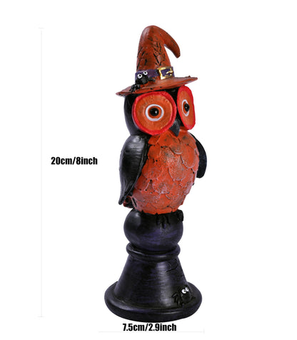 voiyio Resin Owl Statue Decor Home Indoor Halloween Party Decoration Figurine with Witch Hat Room Table Decoration Aesthetic Works of Art of Plastic (Orange)