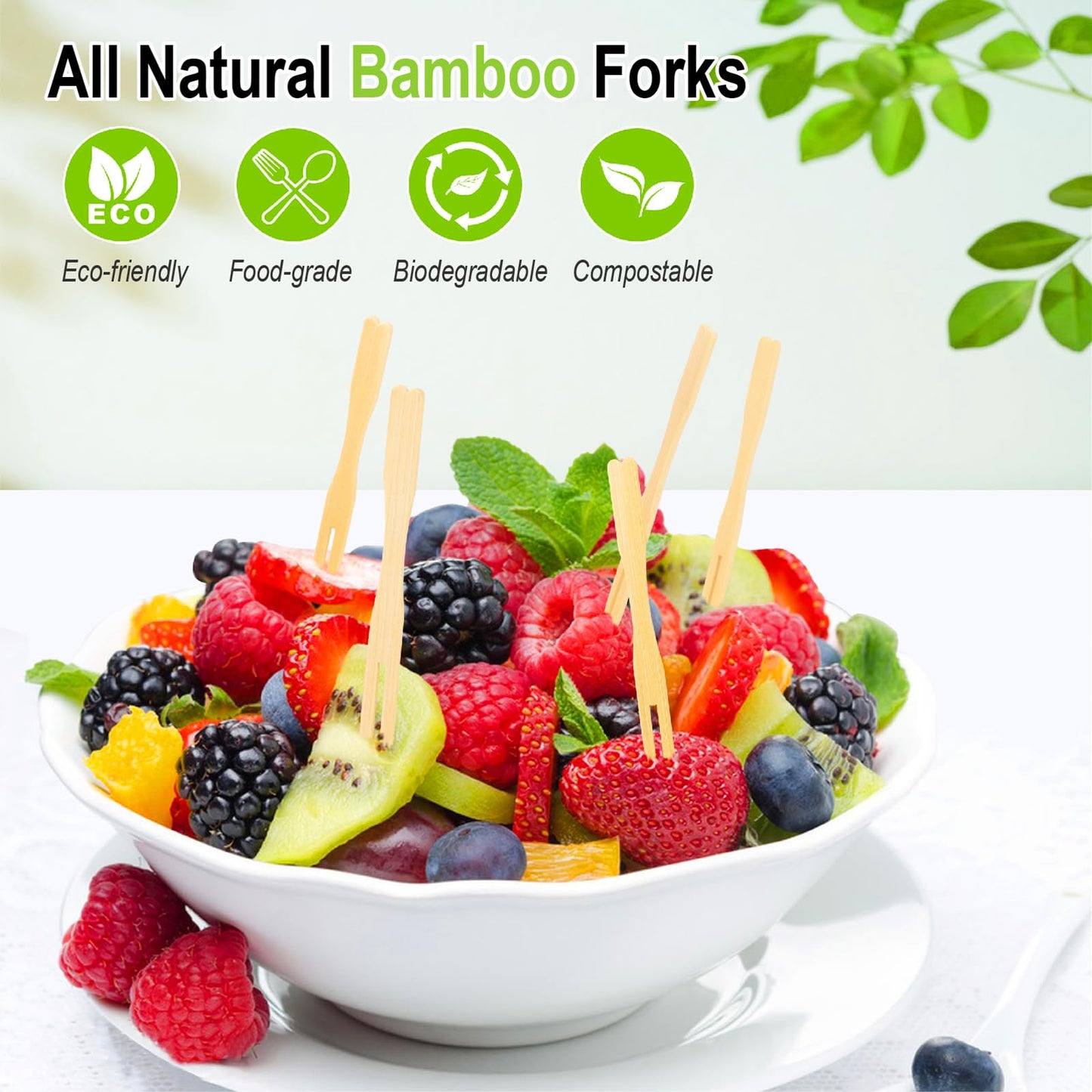 1200PCS Bamboo Appetizer Forks, 3.5 Inch Mini Bamboo Forks for Charcuterie Boards Accessories, Wooden Toothpicks for Appetizers, Disposable Small Fruit Food Cocktail Picks for Party Supplies
