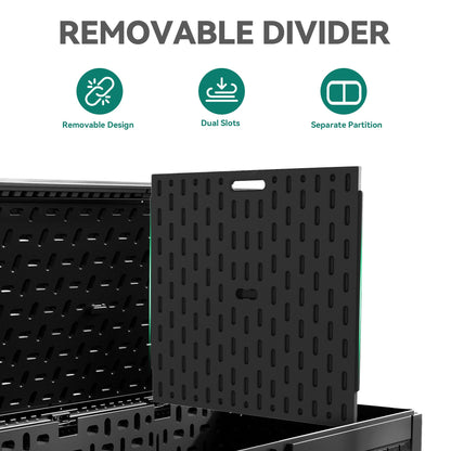YITAHOME 320 Gallon Extra Large Deck Box, Double-Wall Resin Outdoor Storage Box with Flexible Divider for Patio Cushions Pool Supplies Garden Tools, 1000lbs Load Capacity, Lockable&Waterproof (Black)