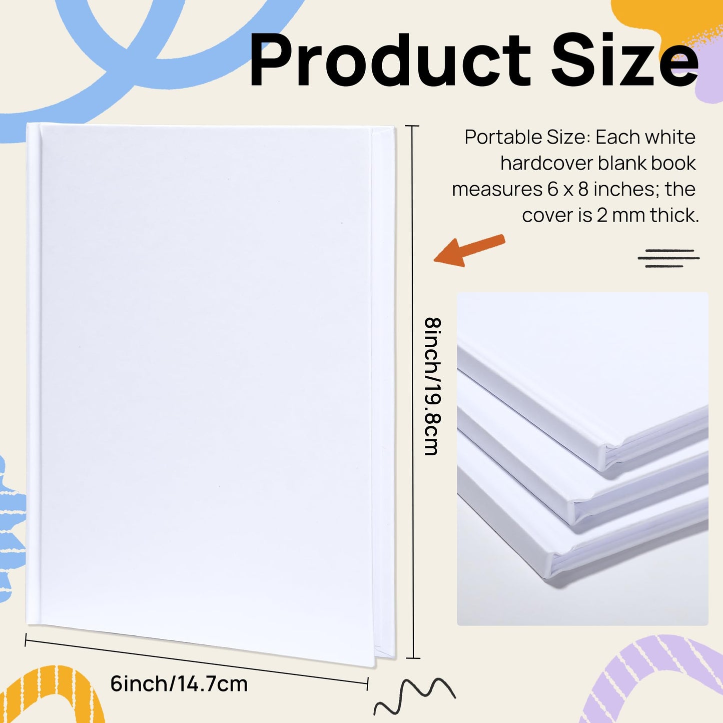 miikoul 12 Pack Hardcover Blank Book,100GSM White Blank Books for Kids to Write Stories,40 Pages 6x8 Inch Blank Page Journal Make Your Own Book Ideal for Teens Reading Writing Drawing Guestbook