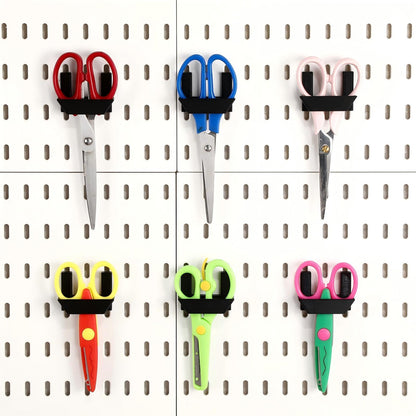Novabright 6 Pack Vertical Slot Pegboard Tool Holders, Plastic Pegboard Organizer Hooks for Craft Room, Sewing Room, Office, Scissors, Rulers, Pens, and Supplies (Black)