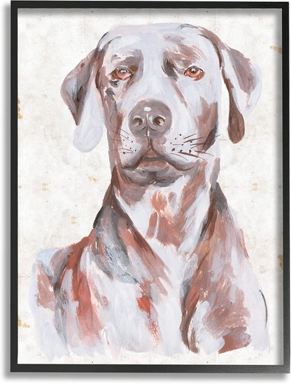 Stupell Industries House Dog Pet Portrait Labrador Painting, 16 x 20, Off-White, Black Framed Wall Art by Melissa Wang