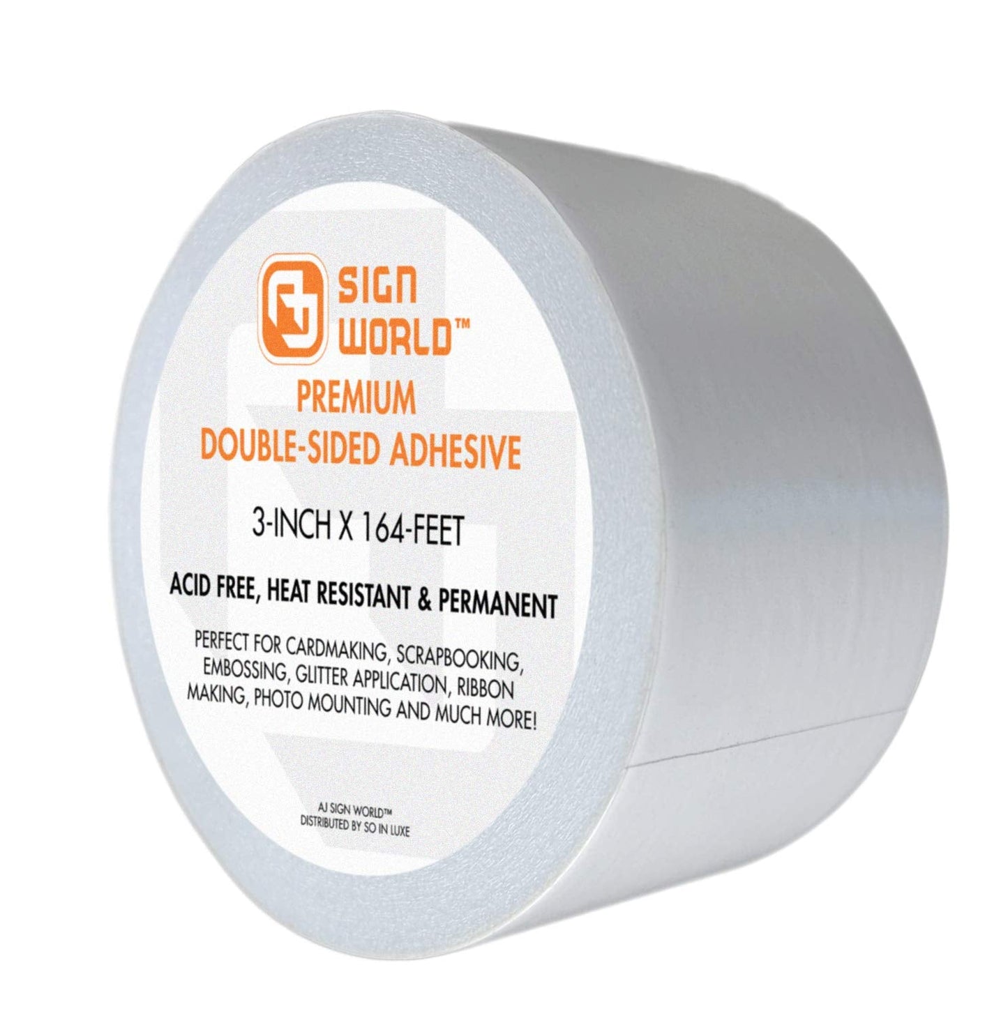AJ Sign World Best 3" Ultra-Thin Permanent Double-Sided Tape for Arts, Crafts, Photography, Scrapbooking, Tear-by-Hand, Paper Backing, Documents, All Purpose (3-Inch by 164-Feet/55 Yards)