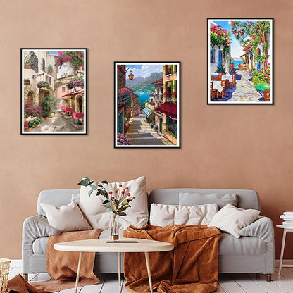 Stalente Diamond Painting Kits for Adults, 10 Pack 5D Diamond Art Kits for Beginners Round Full Drill Diamond Painting for Home Wall Decoration Gift 12×16inch, Street Landscape