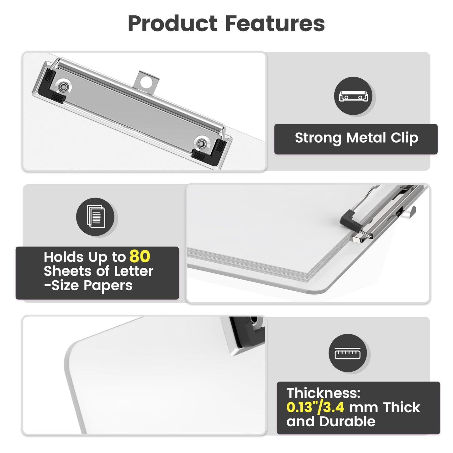 Macroclo Extra Large 11x17 Clipboards, Plastic Clear Drawing Boards, Horizontal Clip Board, Vertical Layout. Suitable for Watercolor, Sketching, Painting. Art & Drafting Supply(Pack of 6)