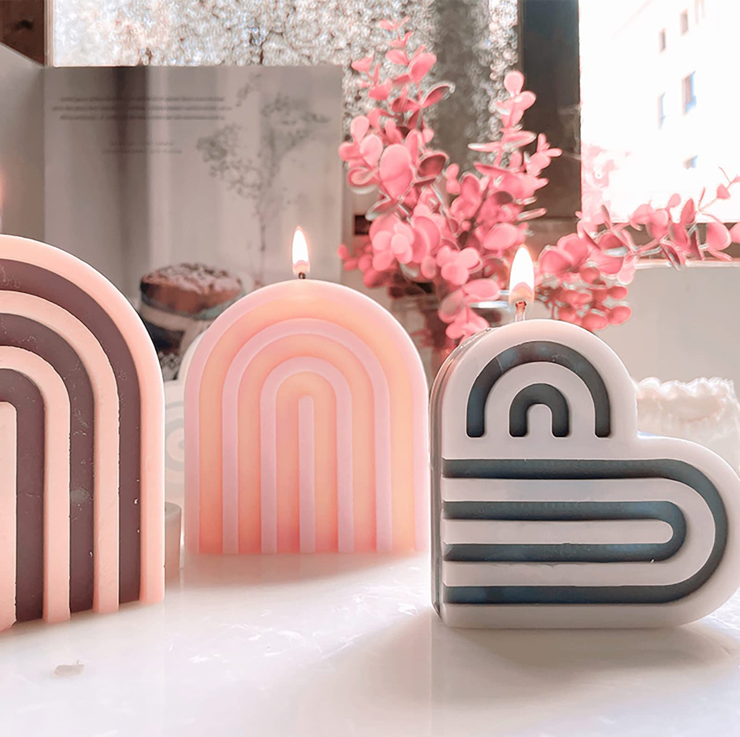 2 Pack Heart Shape Candle Molds - Table Decoration, Resin & Soap Mold, 3D Silicone Mold for Handmade Candles
