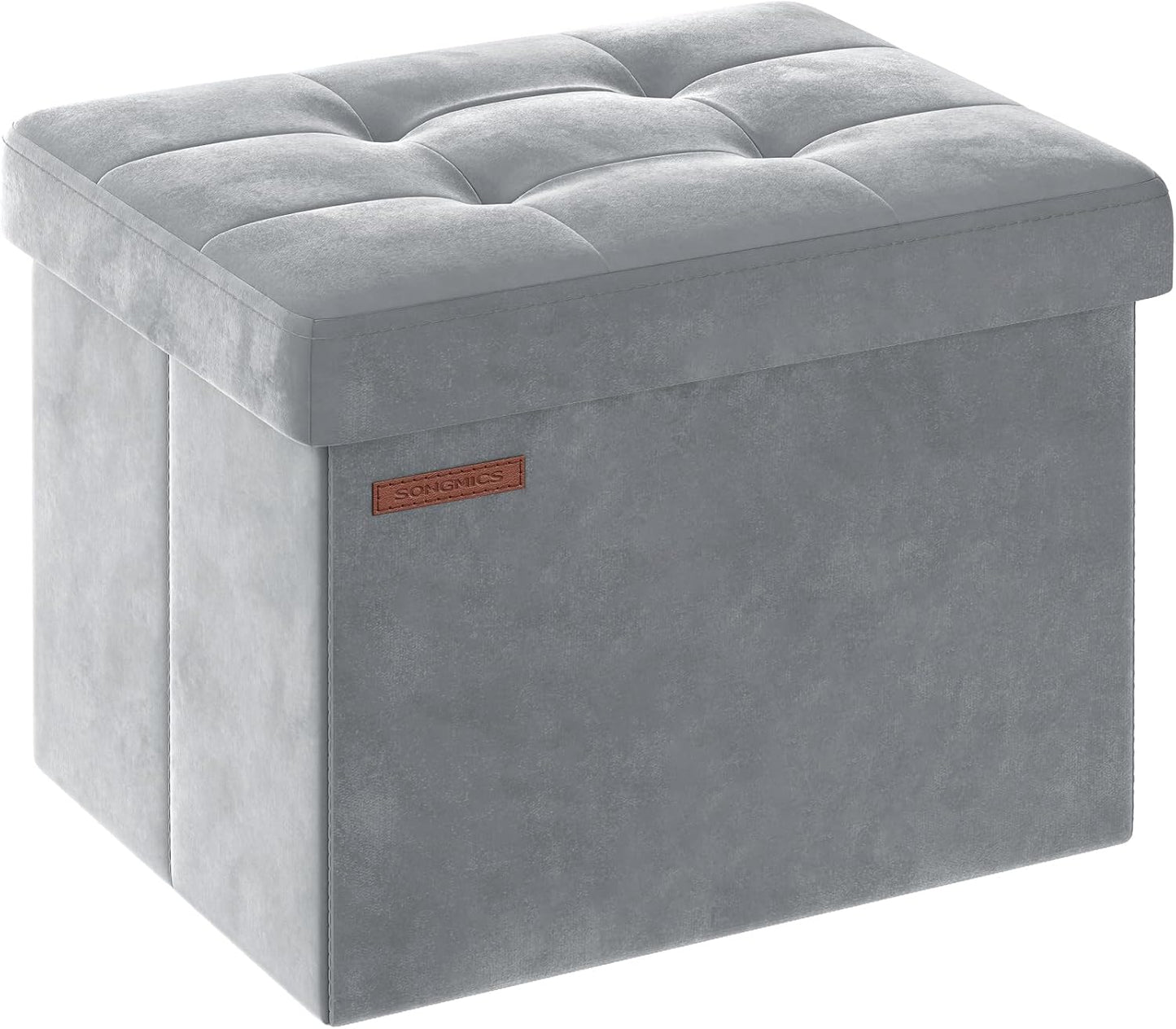 12.2 16.1 Inches 286 lb, ULSF200G02 SONGMICS Storage Ottoman, Foldable Small Ottoman Foot Rest, x Foot Stool, Ottoman