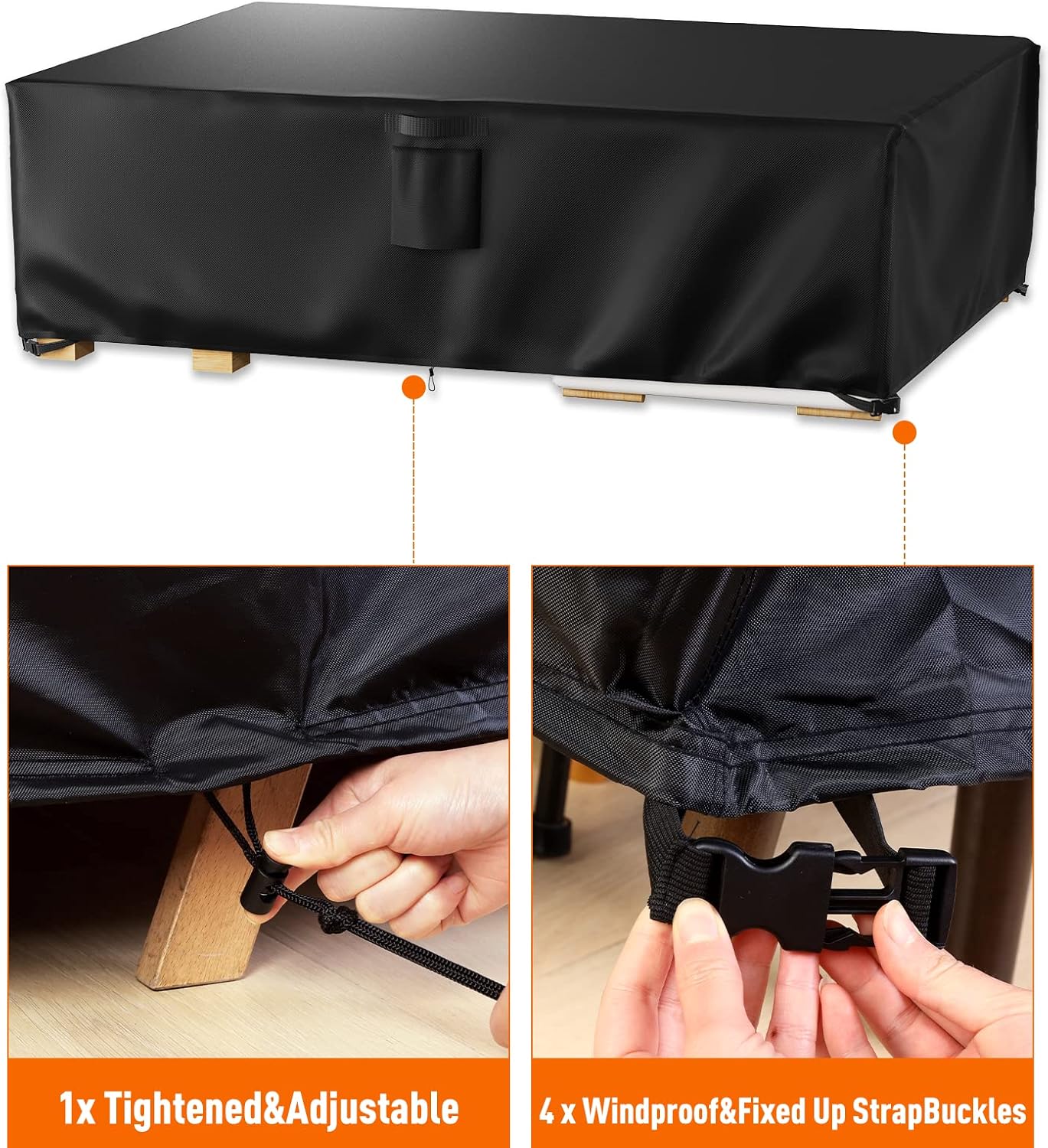 Ruimoy Outdoor Furniture Cover - Heavy-Duty Waterproof Protection for Tables & Chairs | 102" L x 74" W x 27.5" H