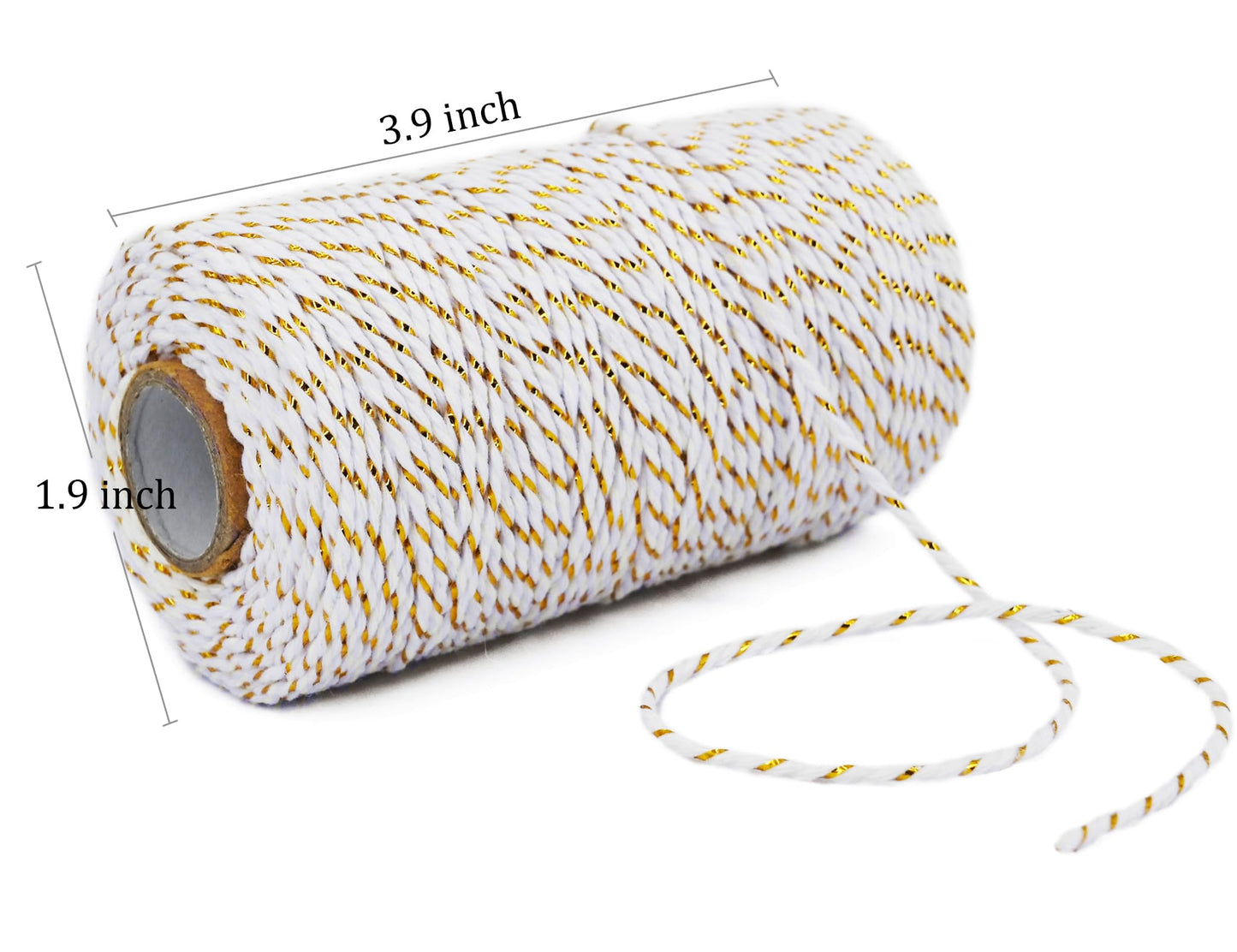 Christmas Twine for Gift Wrapping DIY & Crafts,2 Rolls,656 feet in Total,Gold White and Red White