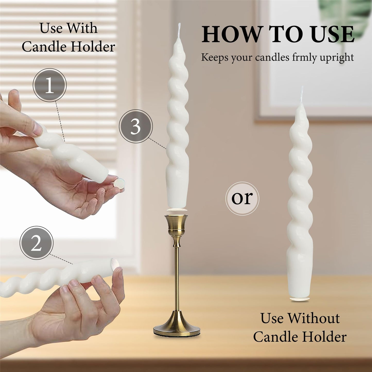Gedengni Taper Candle Wax Dots - 24pcs Spiral Candle Sticky Dots White Candles Adapter Small Candlestick Adhesive,Soft Wax for Any Candles Holder Accessories-White
