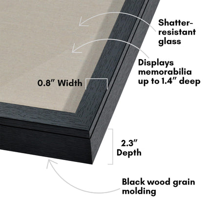 Americanflat Front Opening 11x11 Shadow Box Frame with Shatter-Resistant Glass - Silhouette Collection - Shadow Box Display Case for Tabletop and Wall Display - Black