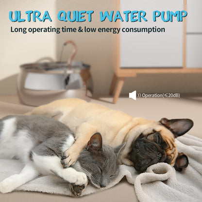 Tomxcute Cat Water Fountain - 4.0L/135oz Gooseneck Copper Faucet Design Cat Fountain for Drinking - Large Capacity Stainless Steel Cat Water Fountains - Comes with 3 Replacement Filters