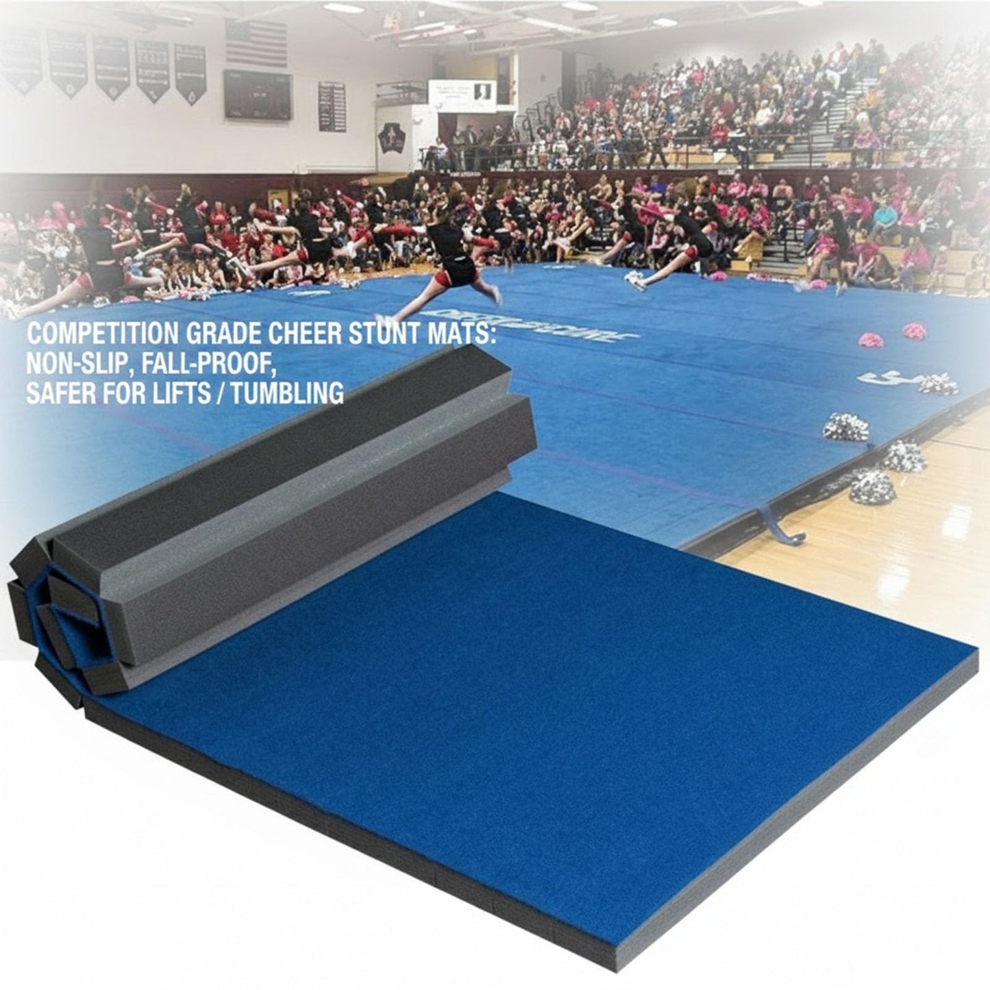 JUNJIEJJJ Non-Deformation Roll-Up Carpeted Gymnastics Mat, Commercial Cheerleading Stunt & Tumbling Mat for Studio, School, Gym & Commercial Use