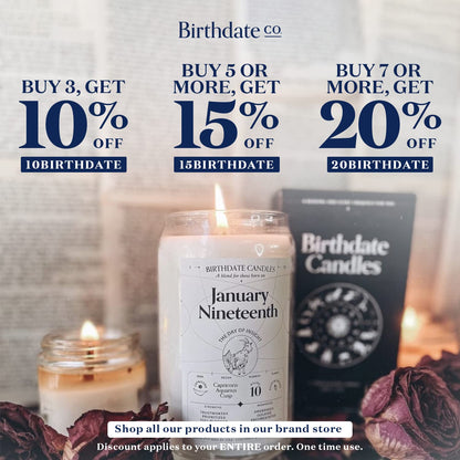 Birthdate Candles, April 17 - Aries Zodiac Scented Candles Birthday Gift - Mint, Geranium & Cedarwood Scent - All-Natural Soy & Coconut Wax, 60-80 Hour Burn Time - Made in USA