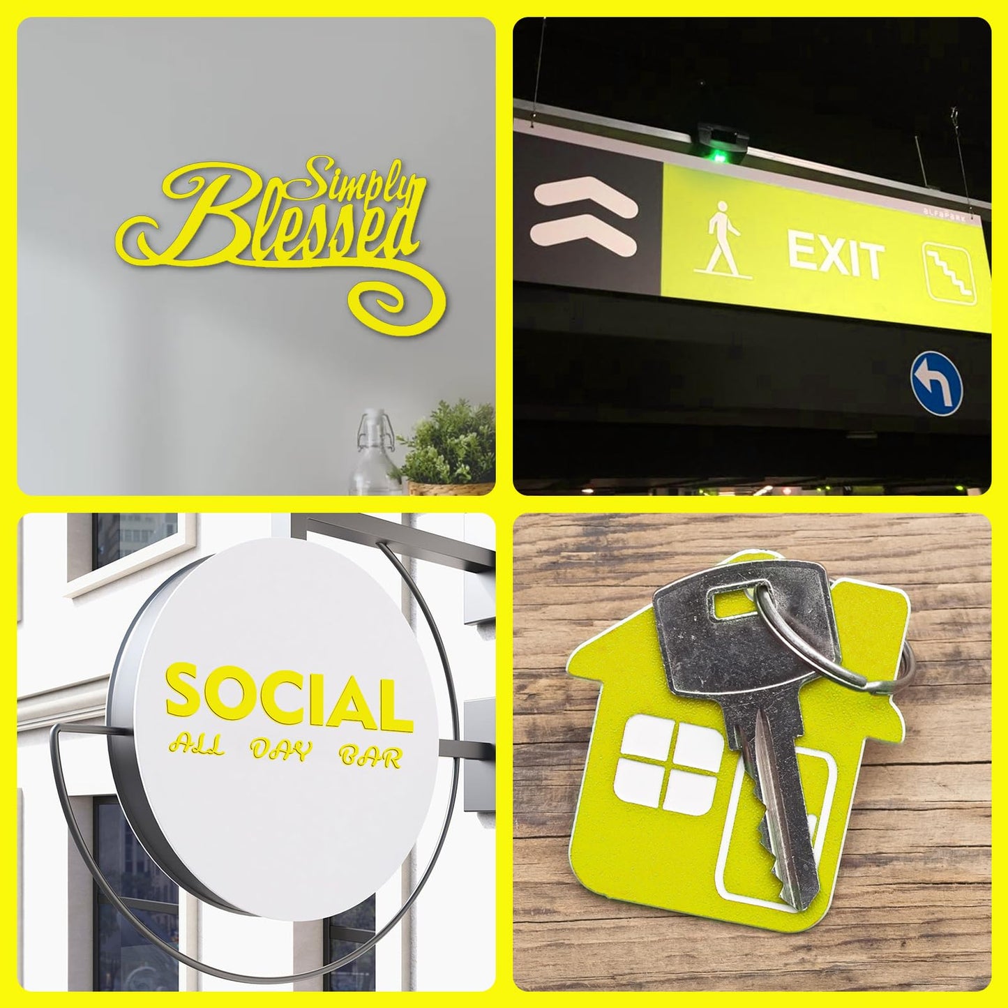 Frddiud Laser Engraving Blank ABS Double Color Plastic Sheet, 11.8x6.49x0.05 inch Materials Double Color Plastic Sheet for Interior Signs, Badges, DIY Carving Pack of 12 (Yellow)