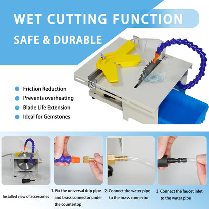 Lapidary Saw for Cutting Jewelry Rocks, 110V 750W Lapidary Equipment Mini Table Saw for DIY Gem Stone Jade Polishing Grinding Woodworking Carving
