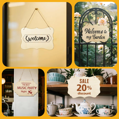 IJRPLM 24 Pcs Wood Sign Blank, Unfinished Hanging Wooden Slices Banners with Ropes, Hanging Craft Door Signs, Rectangle Blank Wood Signs for DIY Crafts, Painting, Wall Art Home Decorations, 3 Style