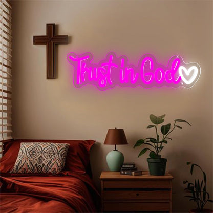 Vivafurn Trust In God Neon Sign,Christian Neon Light USB Powered Dimmable Led Sign Religious Neon Signs for Wall Decor, for Prayer Room Church Bedroom Living Room Jesus Christian Gifts