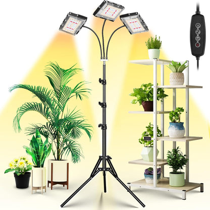 LBW 150 3/6/12H 6 Dimmable 3 15-63 inches Grow Light with Stand, Tri-Head LED Plant Light for Indoor Plants, Full