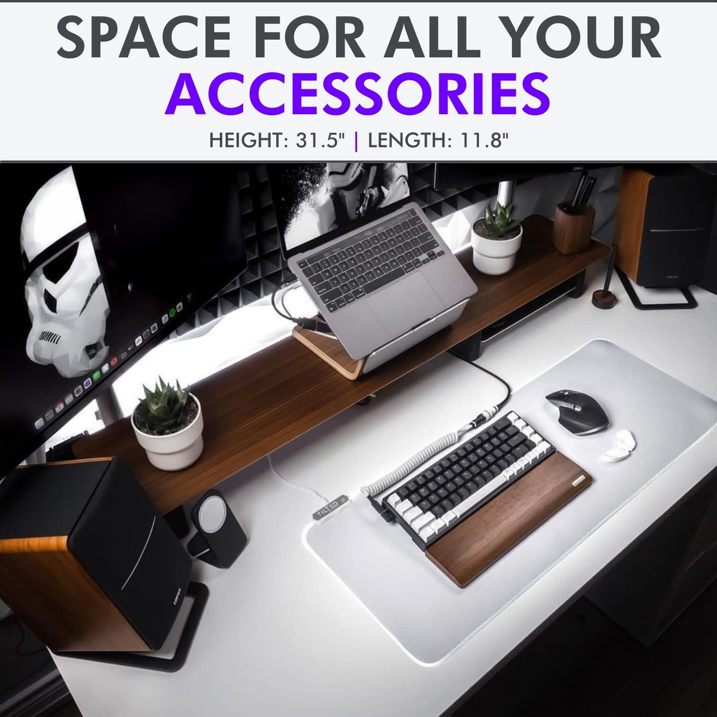 Tilted Nation Bone White Gaming Mouse Pad RGB - Create Your Dream Setup - Bright LED Mouse Pad XL with 8 Light Modes - Smooth Gliding Large RGB Gaming Mouse Pad White - Easy to Clean - Bone White
