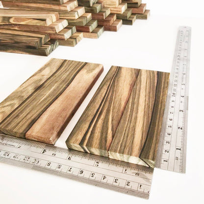Gray Brown Tone Macassa Ebony Lumber Burl Knives Handle Scales Knife Makers Material Exotic Wood DIY Tools 2Pcs Size: 3/8" x 1 1/2" x 5 1/8" (+/- 1/16")