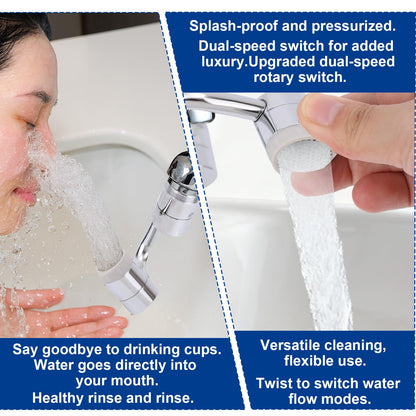 Universal Rotating Faucet Extender, 1080° Swivel Extension Sink Aerator with Dual Spray Modes & Adjustable Rotatable Robotic Arm, for Bathroom Kitchen 15/16'' Accessories & 55/64'' Threads Parts