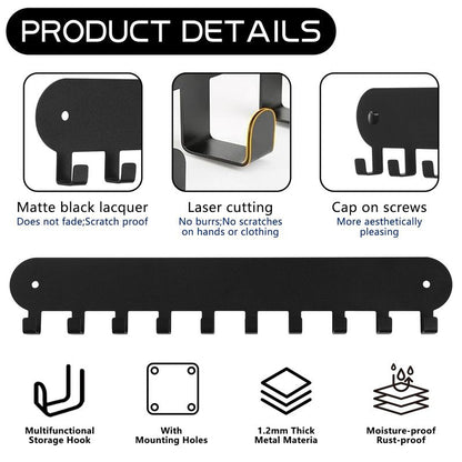 Suzurana 2 Pack Key Holder for Wall,Key Hooks with 10 Hooks,Key Holder Wall Mount Self Adhesive, Key Rack for Wall No Drill for Living Room, Kitchen, Bathroom, Garage (Black)