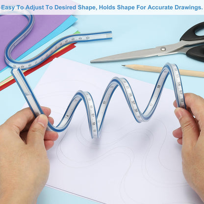 PATIKIL 40 Inch 100cm Flexible Curve Ruler Can Be Bent for Drawing Sewing Engineering, 1 Pcs, Blue