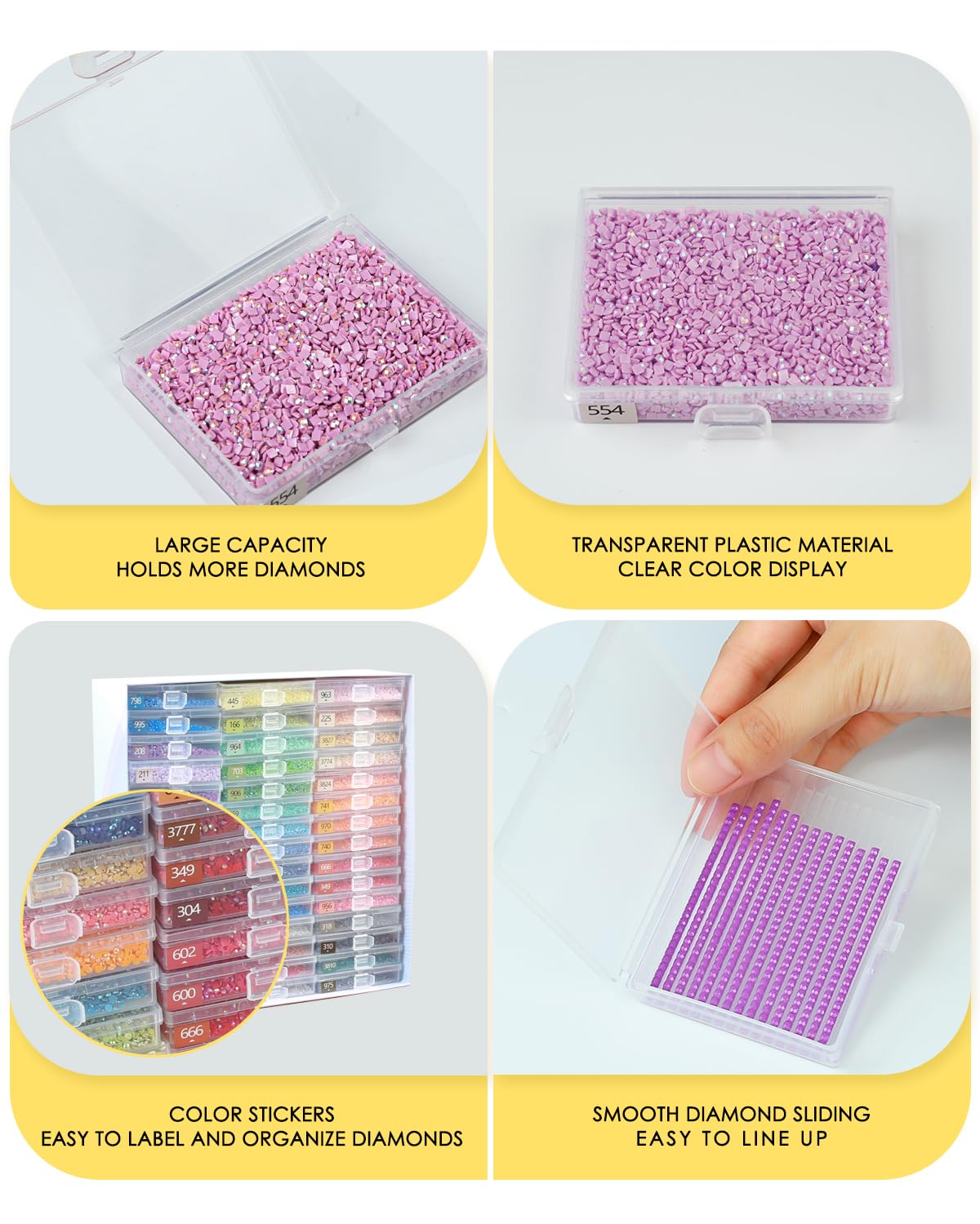 YBUTVY Diamond Art Trays with Lids, 45PCS Diamond Painting Trays with Lids ＆ Diamond Art Storage, Gift Box Diamond Painting Accessories for Diamond Art Beads