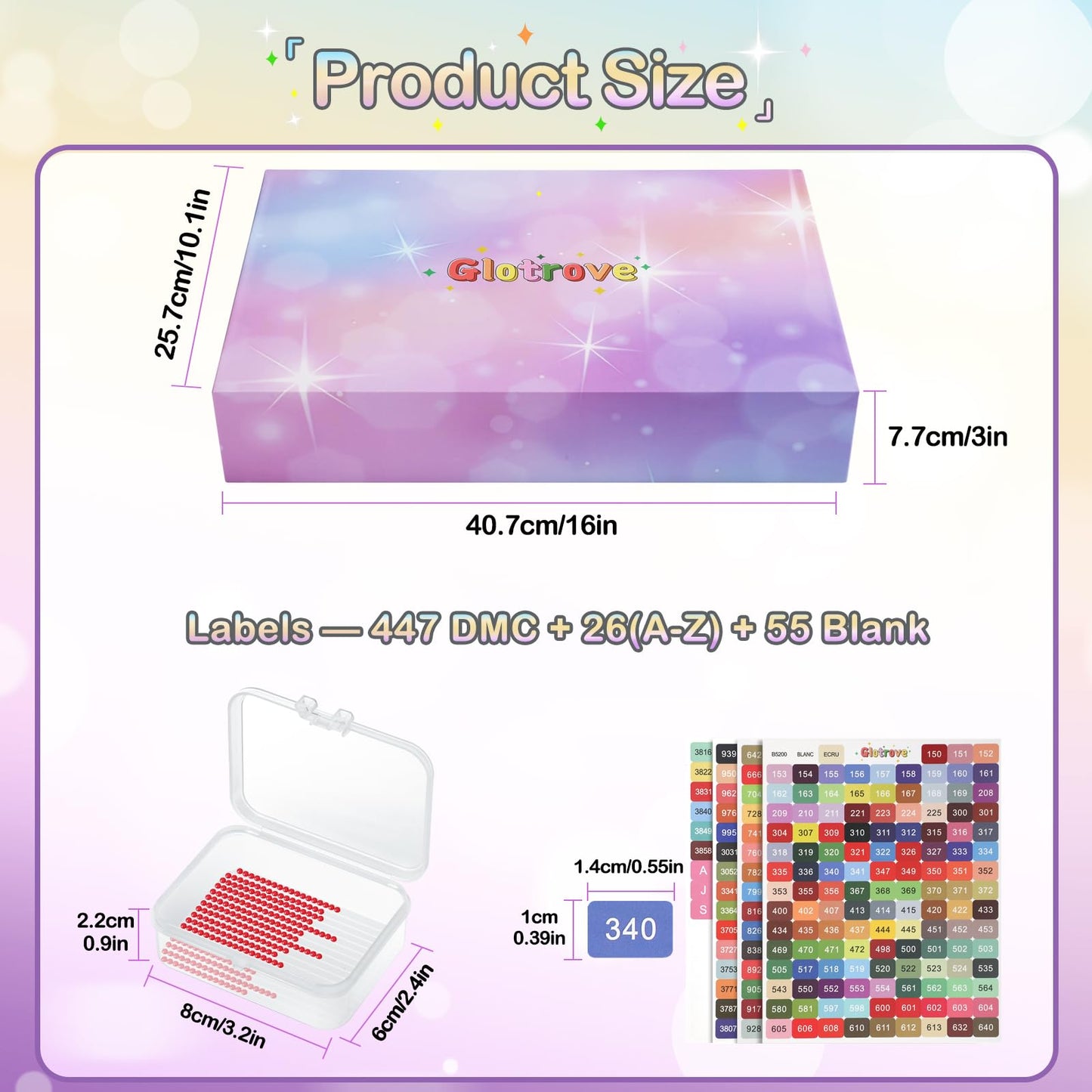 Glotrove Diamond Art Storage Containers Trays, 45pcs Diamond Painting Trays with Lids, 2-in-1 Beads, Gems & Drills Storage and Line-Up Accessories for Diamond Painting