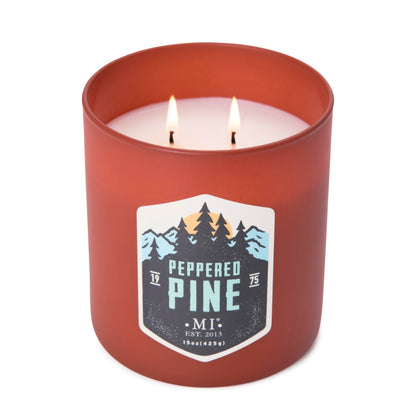 Manly Indulgence Peppered Pine Scented Candles for Men, 2 Wick, 15 oz Premium Soy Blend, 60H Burn, Candles for Home Scented – Made in The USA