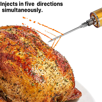 Meat Injector Syringe - 3 Marinade Injector Needles for BBQ Grill, Premium Portable Turkey Injector kit for Smoker,Marinades Injector for Meats With 1oz Large Capacity 1 Brush Easy to Use & Clean Red