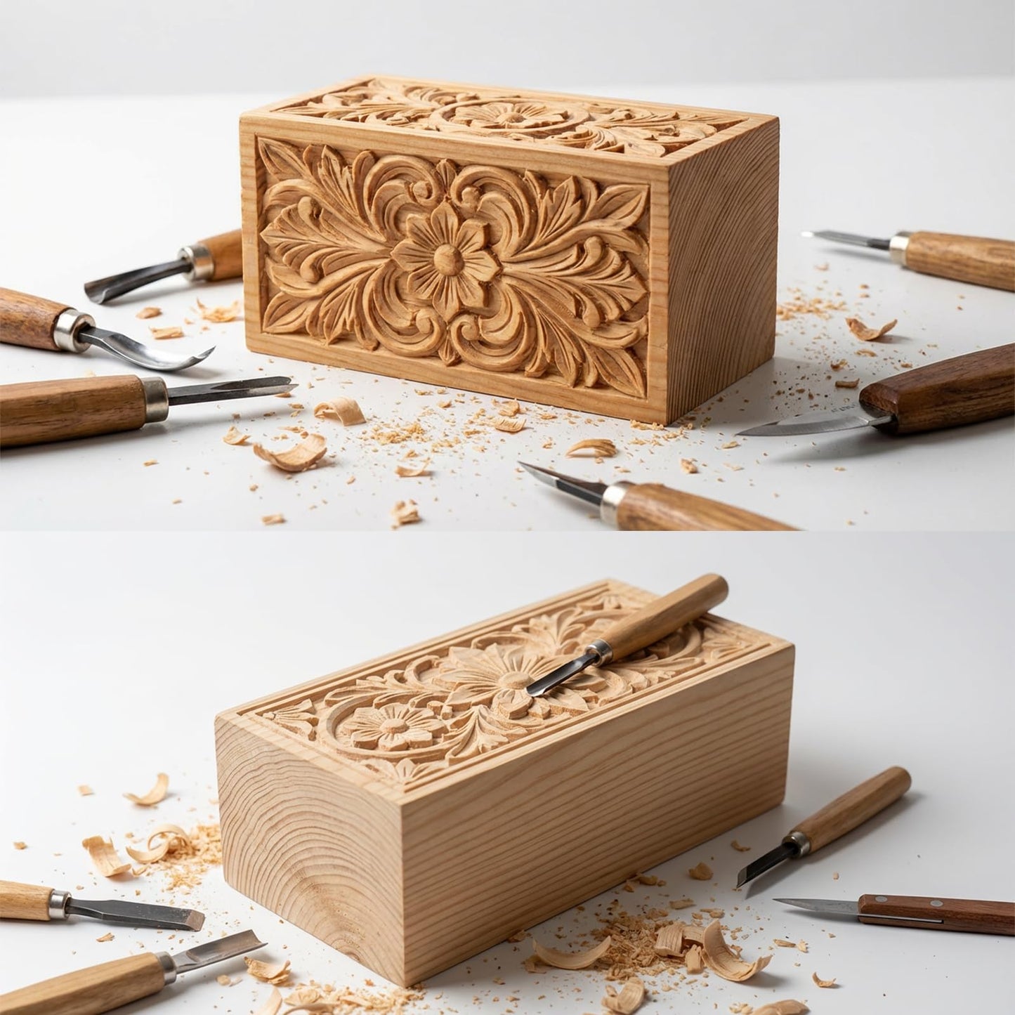 MUXGOA 6 Pcs Wood Blocks for Carving,4x2x2Inch Unfinished Whittling Blocks Rectangular Wooden Cubes for Crafts Making & DIY Projects & Decor