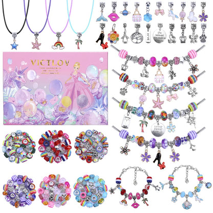 VICTLOV Charm Bracelet Making Kit, DIY Craft for Girls, Unicorn/Mermaid Crafts Gifts Set for Arts and Crafts for Girls Teens Ages 5-12