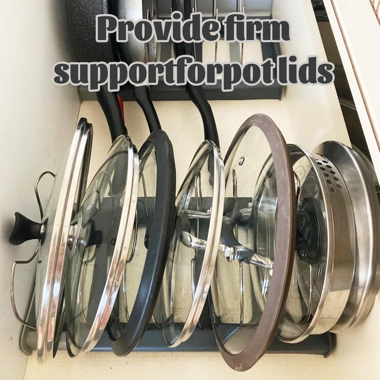 BOBOAR Pot Lid Rack and Baking Pan Cookware Storage Organizers Inside Cabinet for Under Cabinet
