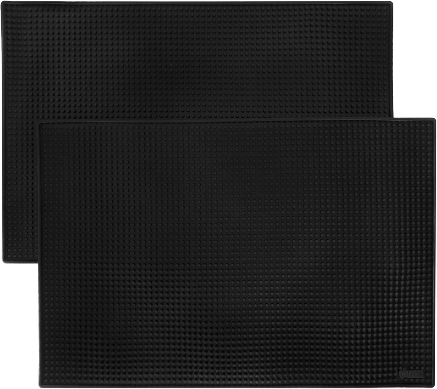 18" 12" 2-pack x Black Bar Mats, - Professional Bartender's Non-Slip Drink Cocktail Mixing Service Mat - Accessories
