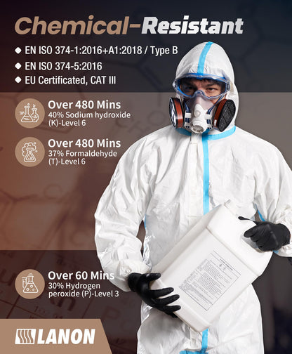 LANON Protection Heavy Duty Black Nitrile Gloves, Food Safe, Latex Free, Powder Free, Mechanic, Fully-Diamond Textured Grip Industrial Disposable Gloves, 8mil, Small