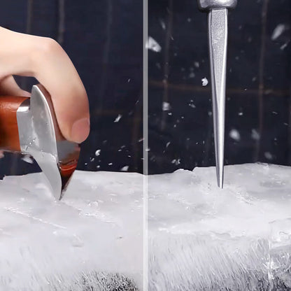 Stainless Steel Ice Pick Set, 7.2 Inch Ice Crusher and 6.8 Inch Dual-action Ice Chisel with Wood Handle, Japanese Style Ice Chipper，ideal for Kitchen, Bars, Bartender（2 Pick）