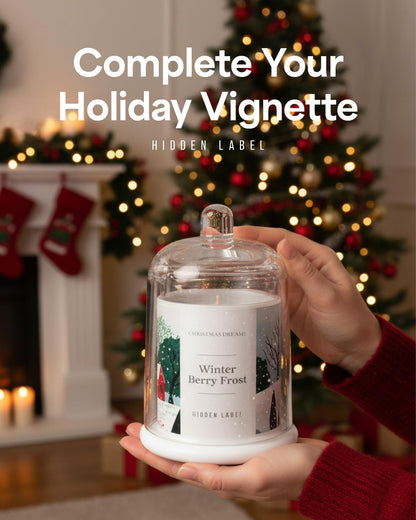 Hidden Label Winter Berry Frost Scented Candle, 10oz Natural Soy Wax in Clear Bell Jar, 60Hours Long-Lasting, Clean Burn, Non Toxic, Aromatherapy Candles for Home, Gifts for Women, Family, Holiday