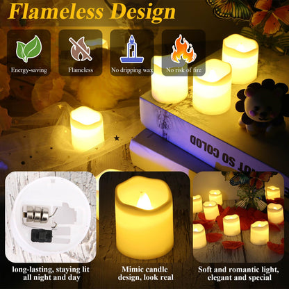 cridoz Rose Petals and Candles Set, 3000 Fake Rose Pedals and 24 Flameless Candles for Romantic Night Decorations