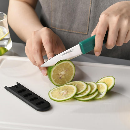 linoroso Paring Knife Set - 4 Piece 3.5" Premium Stainless Steel Kitchen Knives with Covers