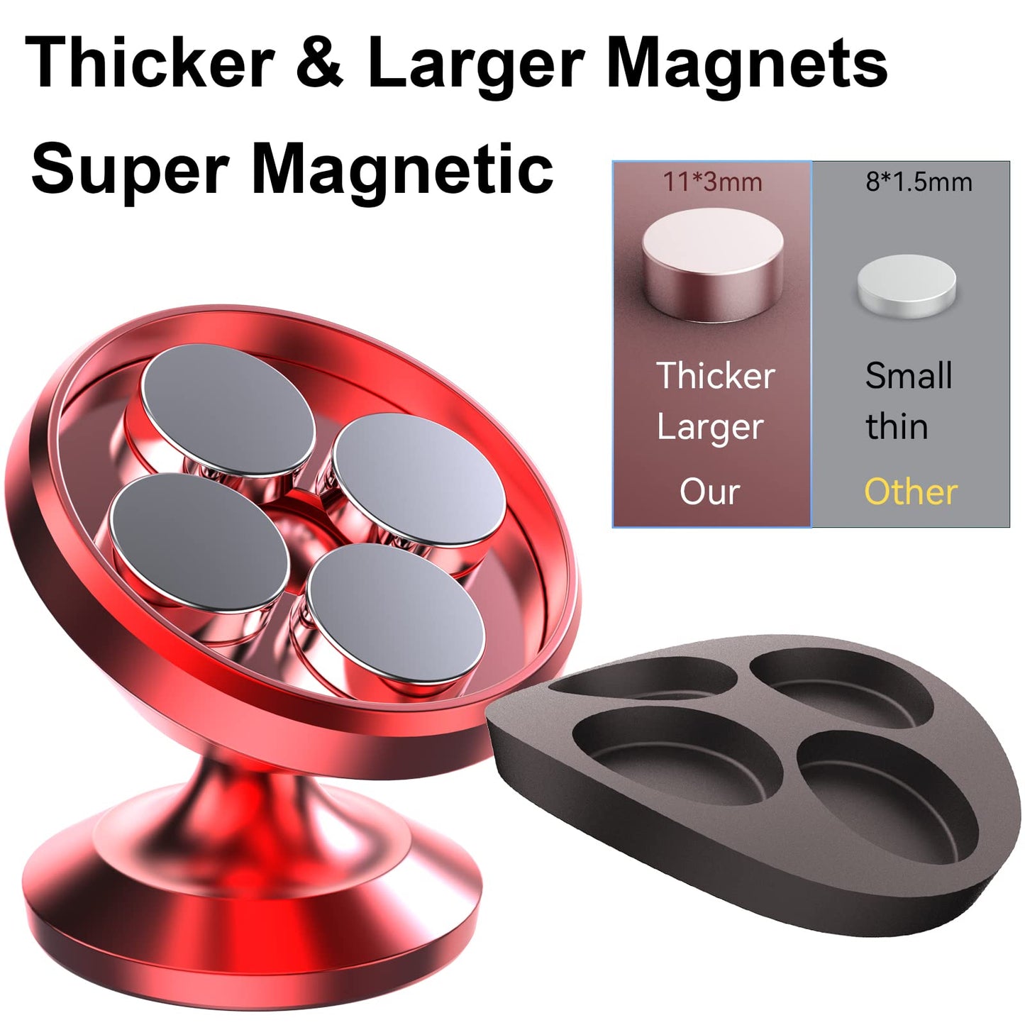 Coolpow【2 Packs 】Magnetic Phone Holder for car【Strong Magnet】phone holders for your car phone holder Mount for Car【4 Metal Plate】Universal Dash cell phone car mount for iphone Samsung car accessories