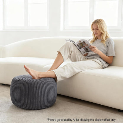 Sanmudecor Unstuffed Ottoman Pouf Cover, Foot Rest Cover, Bean Bag Chair Cover (Gray)