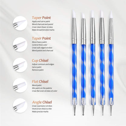 ISSEVE Pottery Clay Sculpting Tools 43Pcs Double Sided Ceramic Clay Carving Tool Set with Carrying Case Bag for Beginners Professionals School Student Pottery Modeling Smoothing